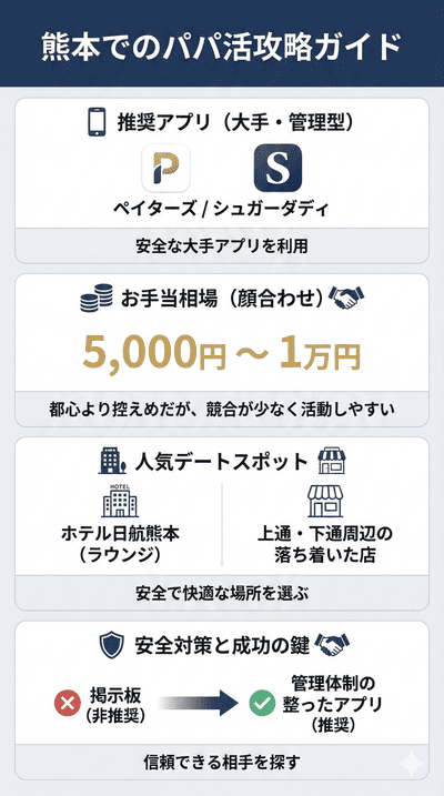 【解説】熊本でのパパ活攻略:おすすめアプリと相場・デートスポット