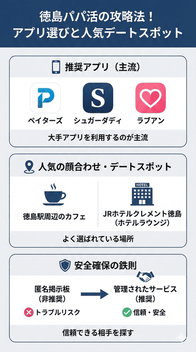 【解説】徳島パパ活の攻略法！アプリ選びと人気デートスポット