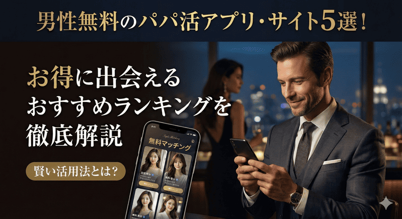 男性無料のパパ活アプリ・サイト5選！お得に出会えるおすすめランキングを徹底解説