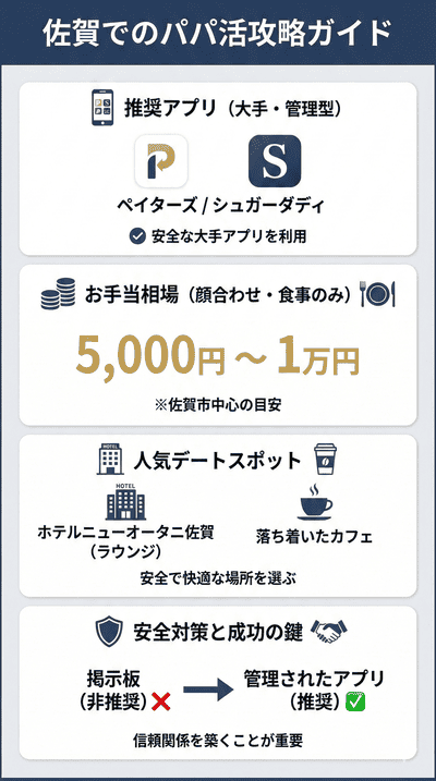 【解説】佐賀でのパパ活攻略：おすすめアプリと相場・デートスポット