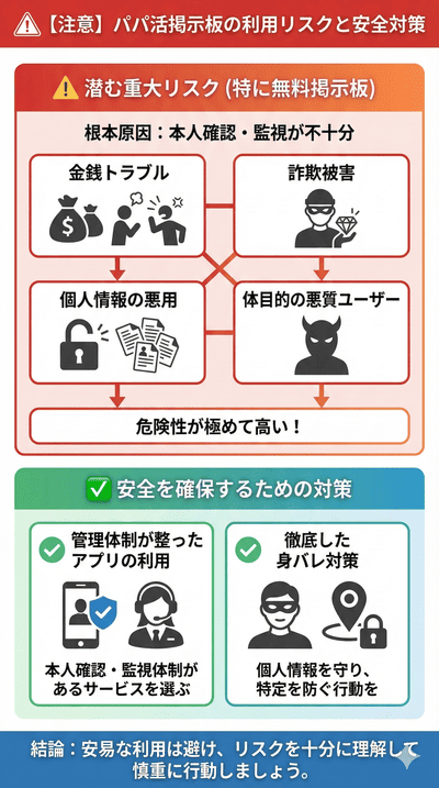 【注意】パパ活掲示板の利用リスクと安全対策